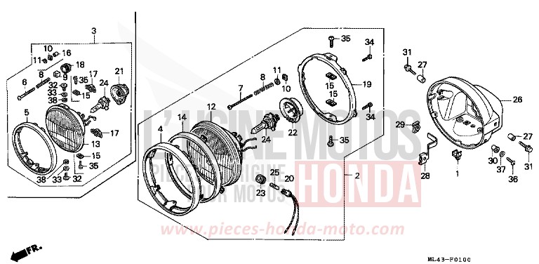 SCHEINWERFER von CB1300 Super Bold'or ABS SCHWARZ (NH1) von 1988